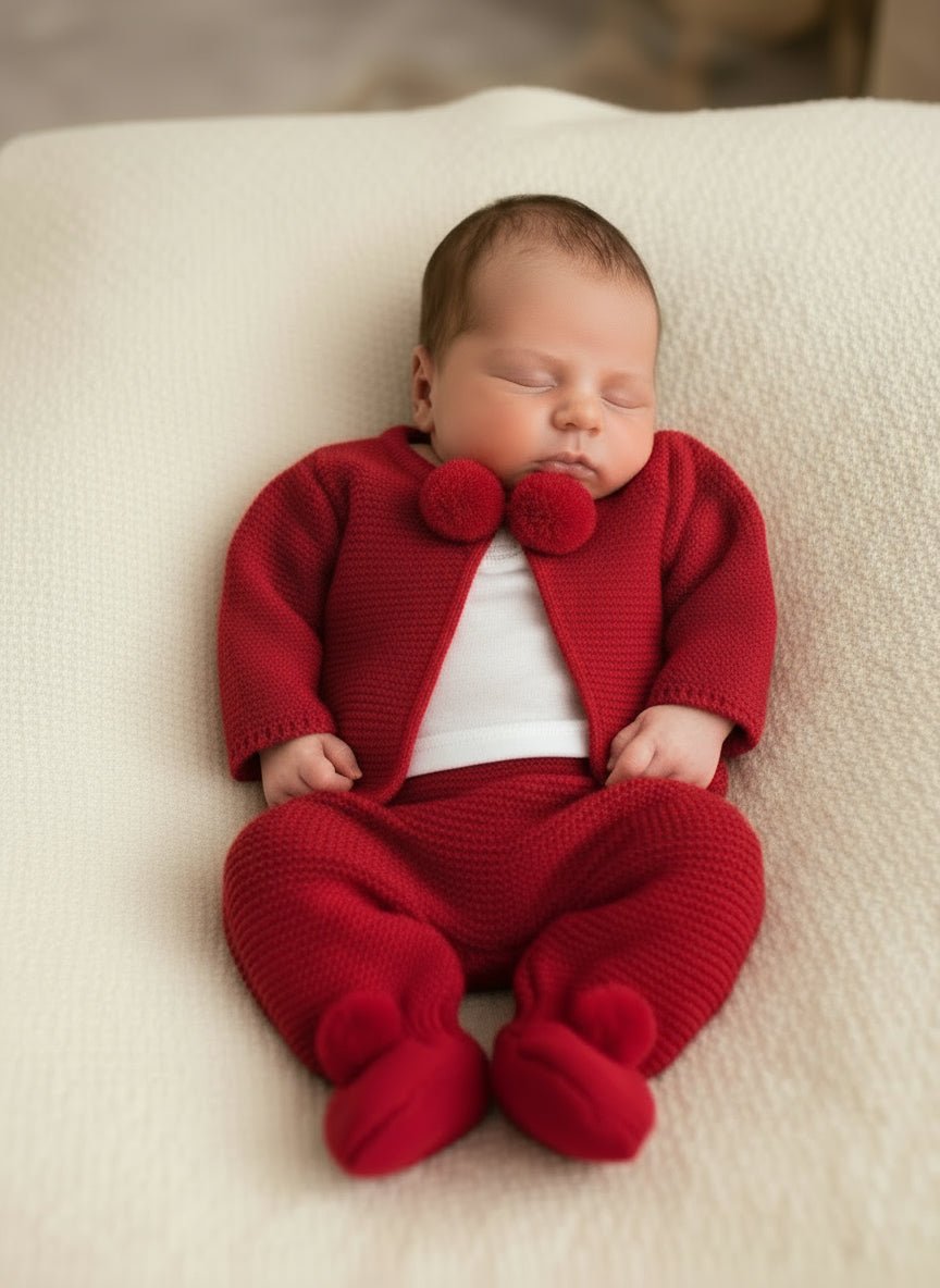 A2563 Red Knitted Jacket & Legging Set