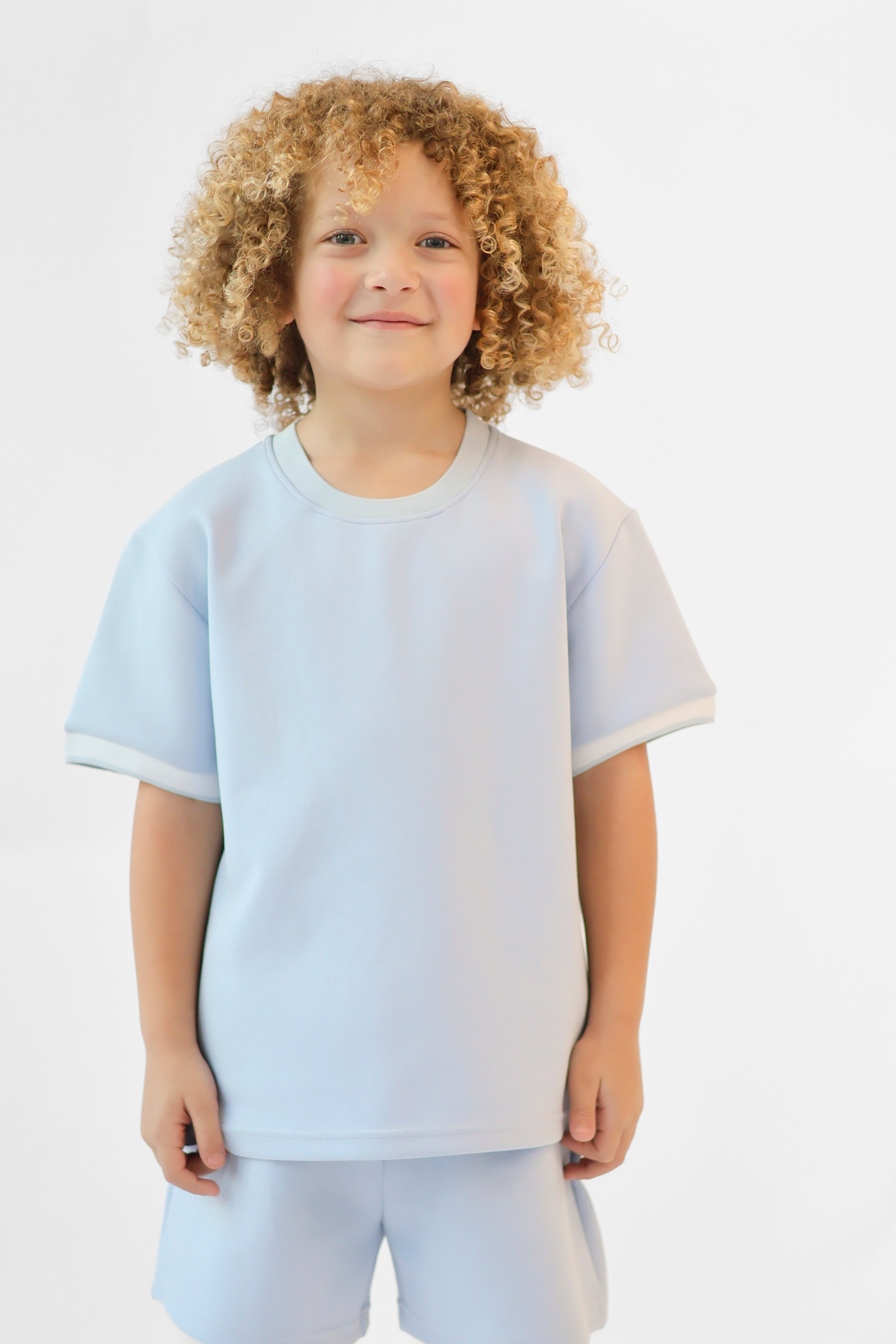 Benny Boys Plain T-Shirt & Shorts Set Blue