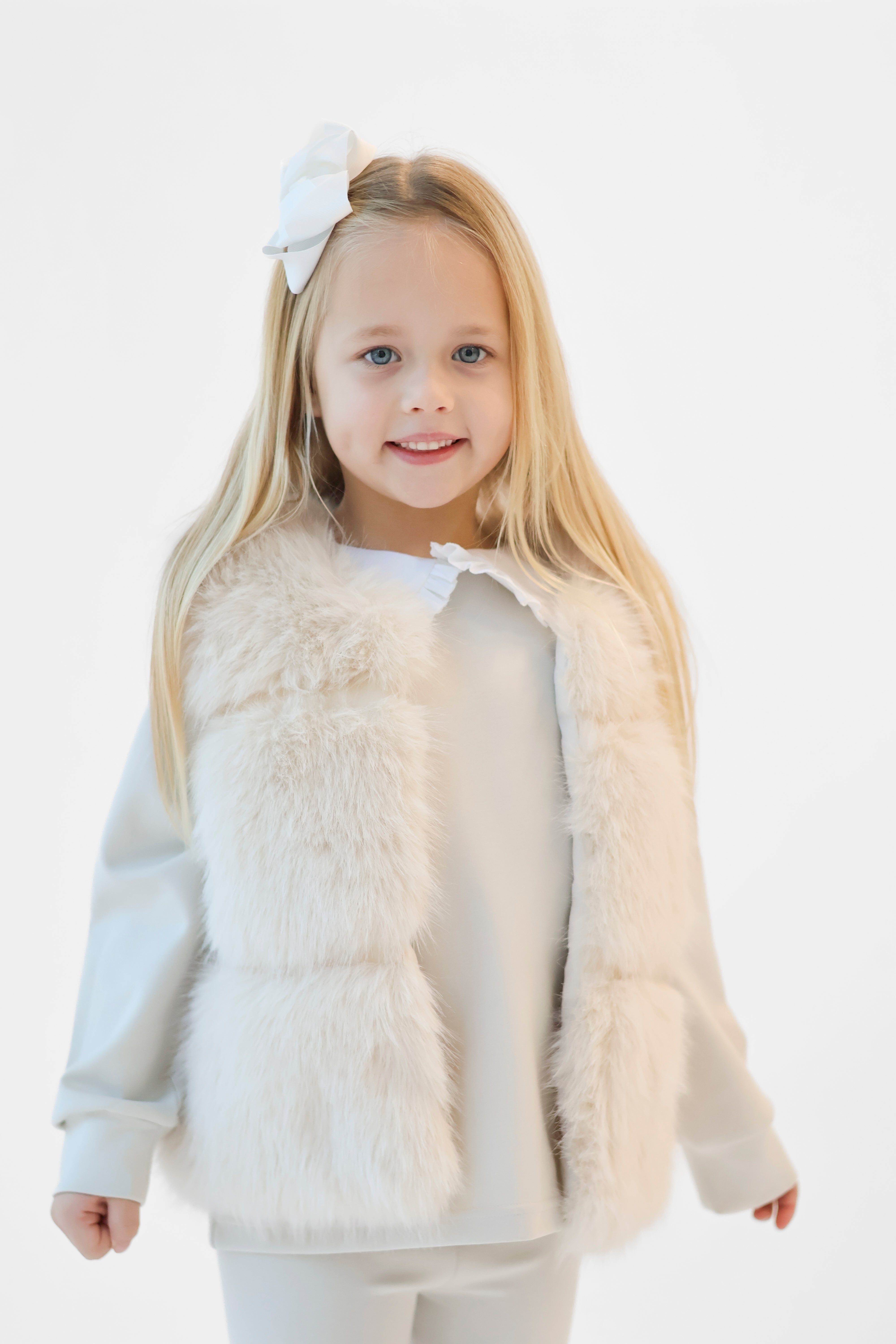 Alora Girls Faux Fur Gilet Cream