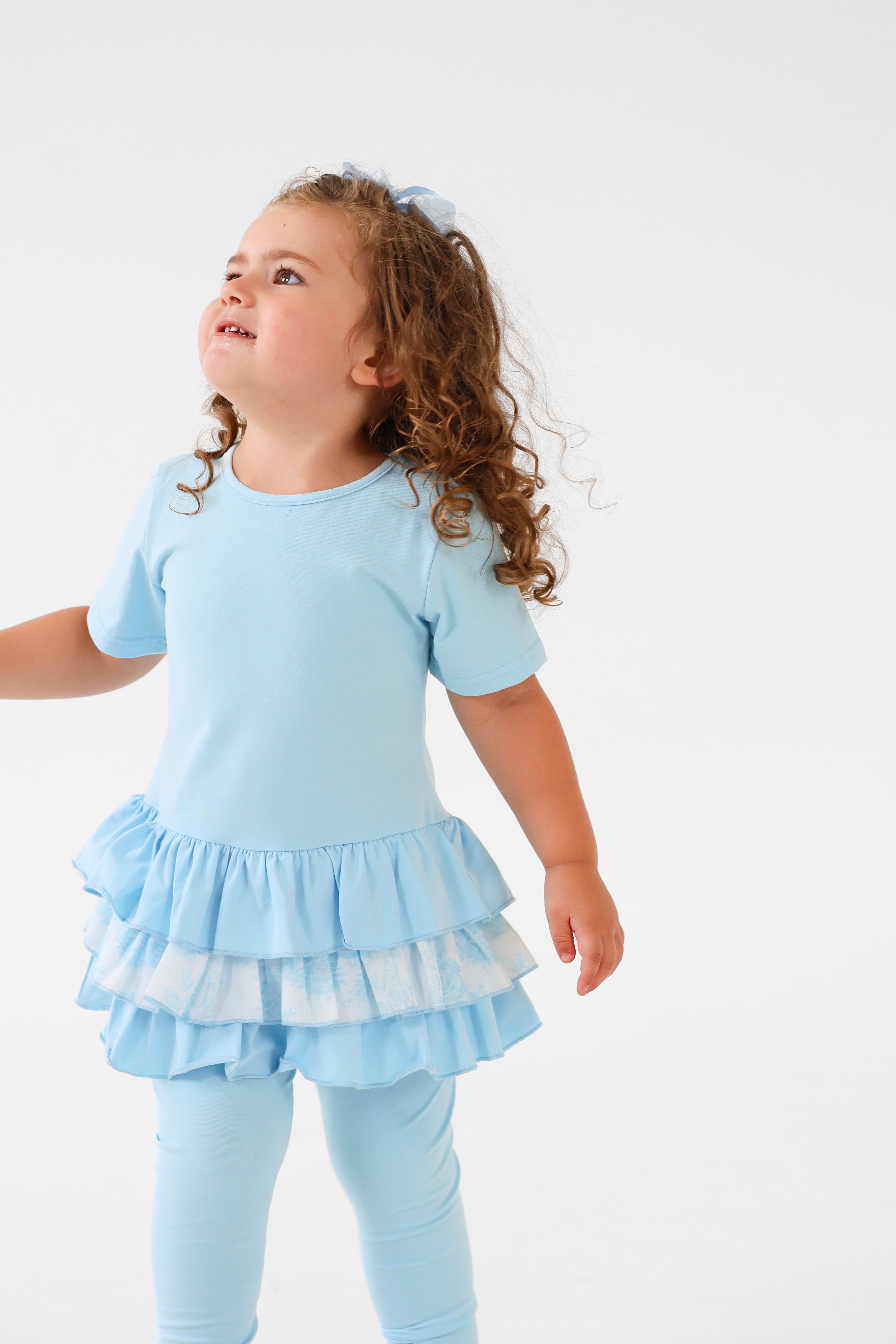 Willow Girls Frilly Bow Tracksuit Set Blue