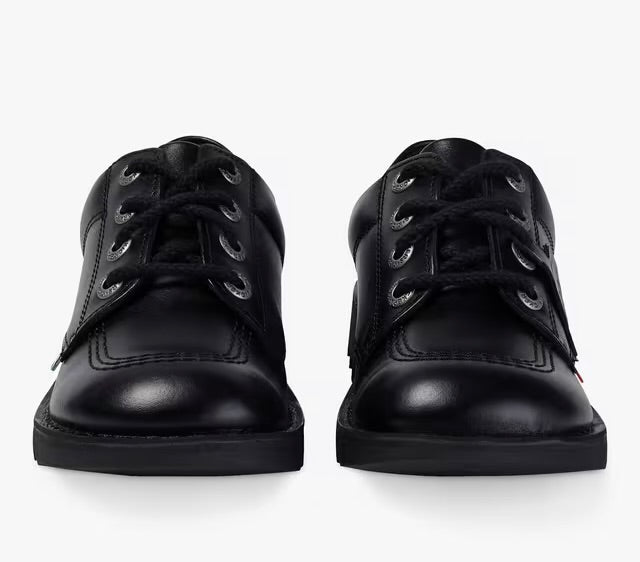 Kick Lo Kids Kicker Lace Up Shoe Black Leather