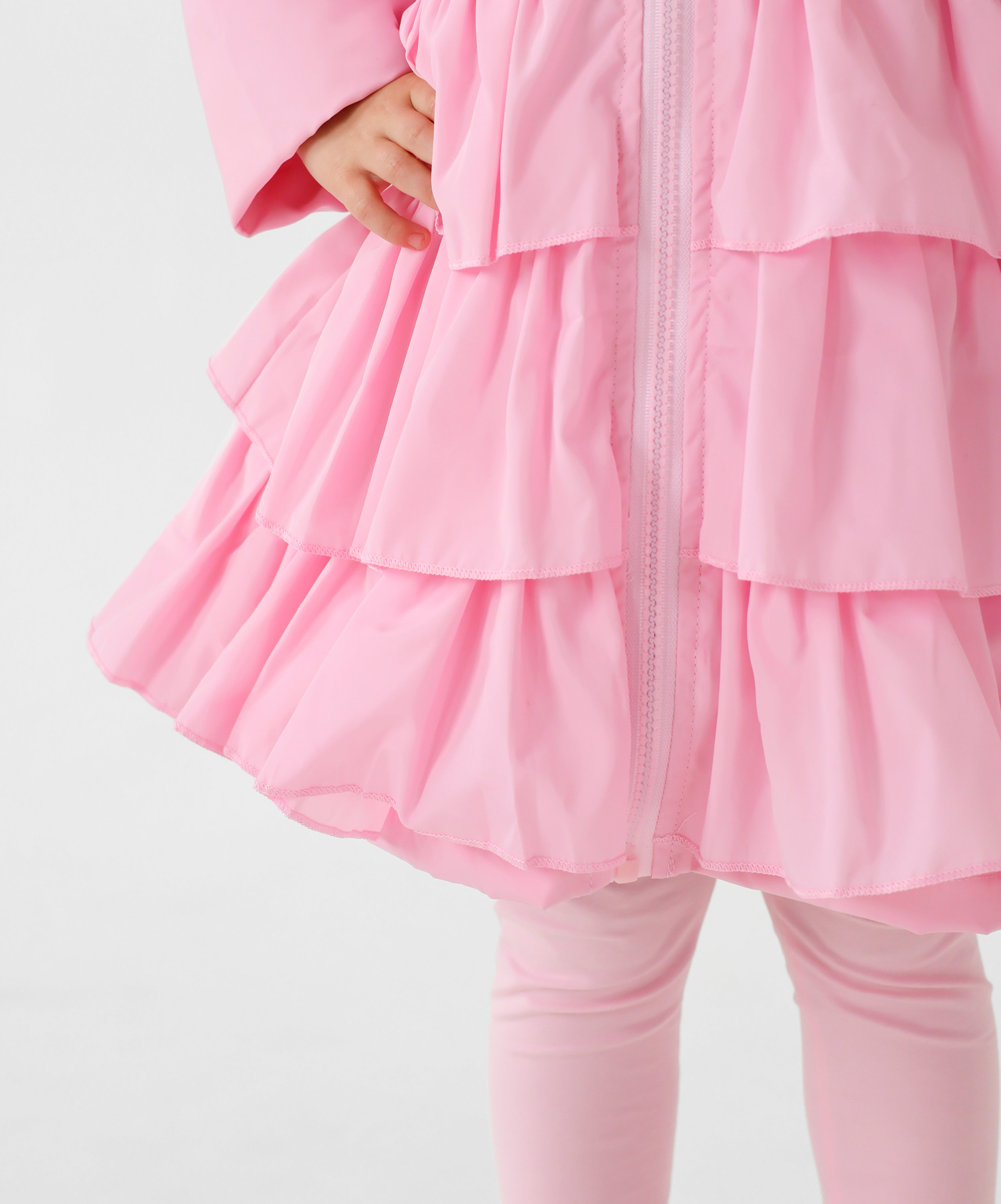 Serena Girls Frilly Bow Lightweight Rain Mac Coat Pink