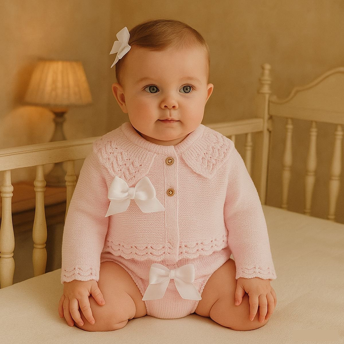 DF29933 Dulce De Fresa Pink Knitted Baby Jam Pant Set