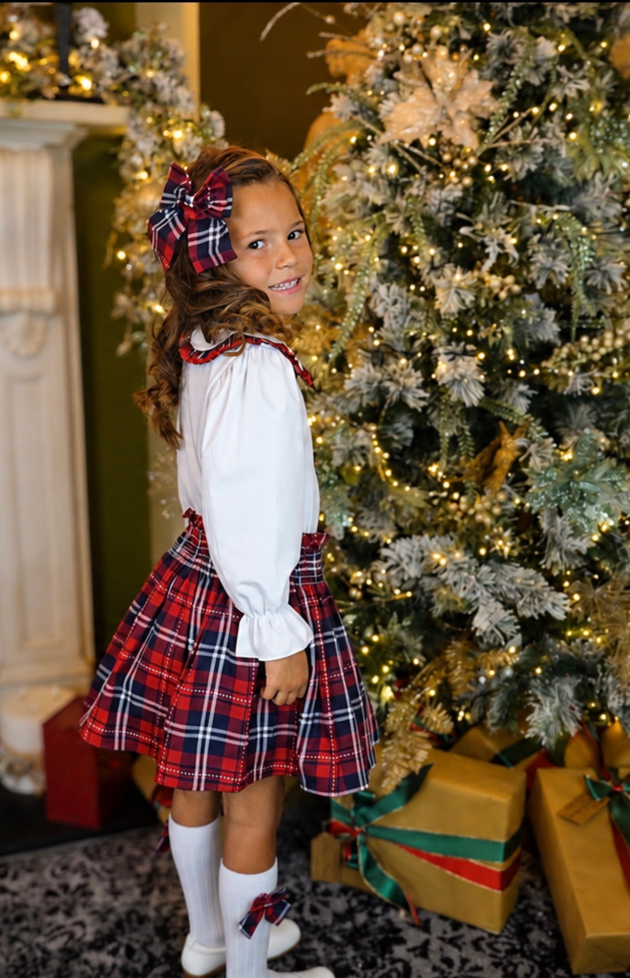 Noel Skirt Navy Tartan 4 Piece Girls Set