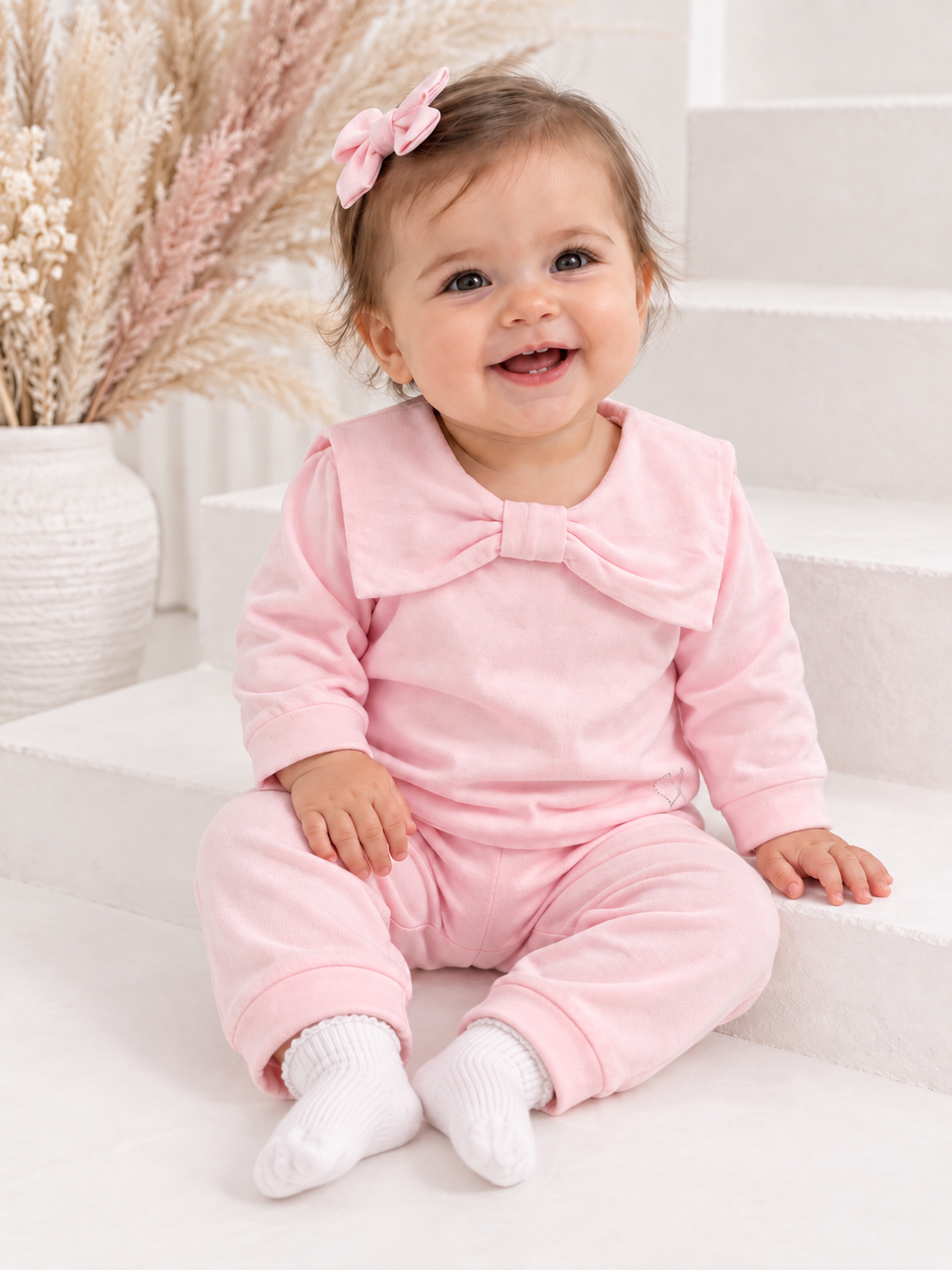 Celeste Girls Bow Tracksuit Pink