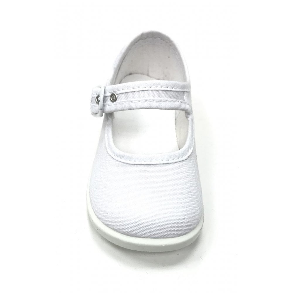 1210 Canvas Mary Jane Shoe White