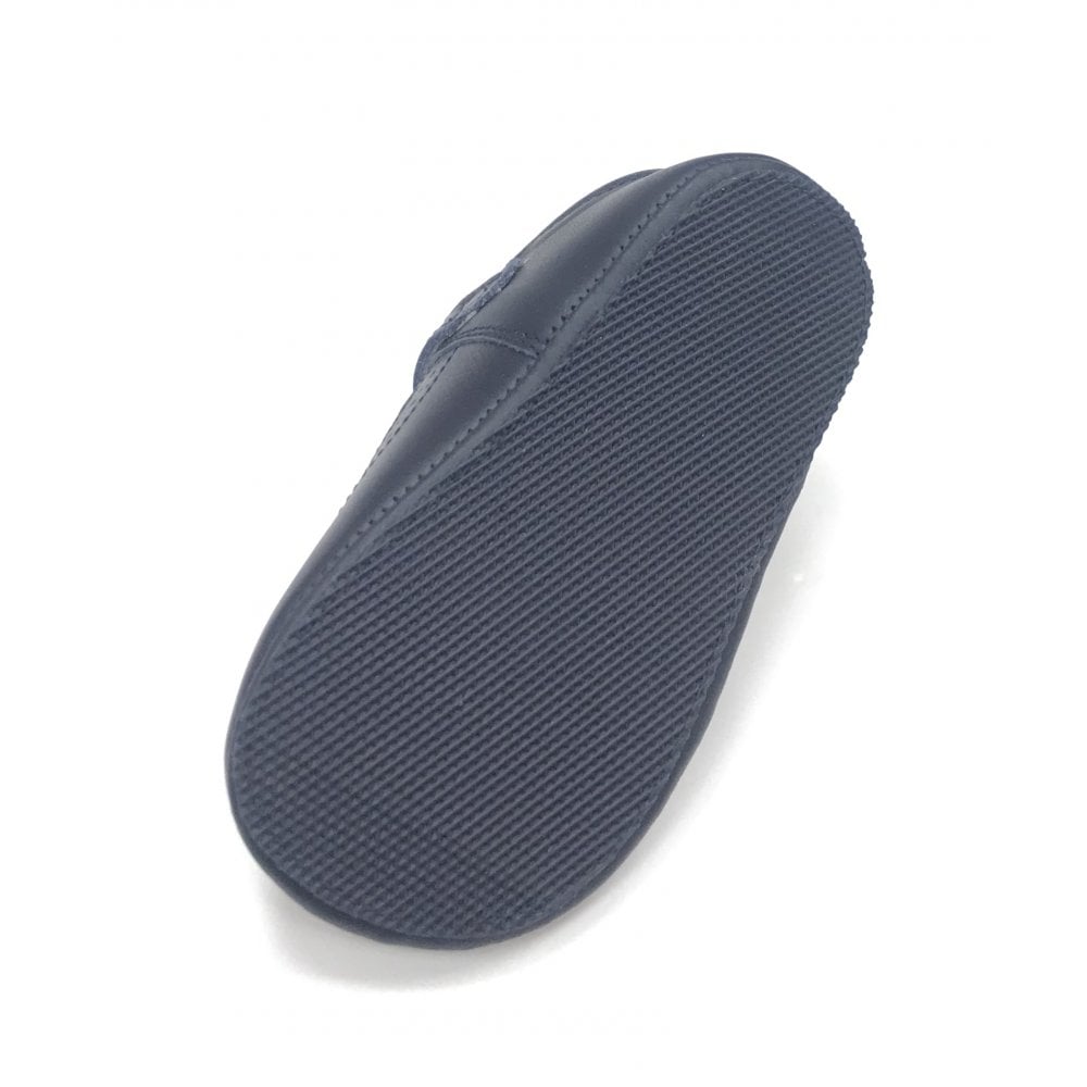 161002 Navy Leather T-Bar Shoe