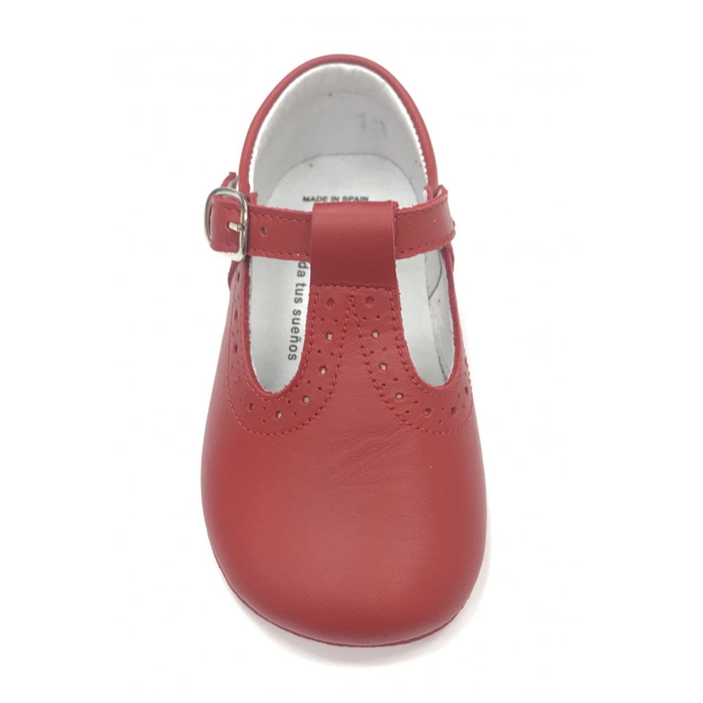 161002 Red Leather T-Bar Shoe
