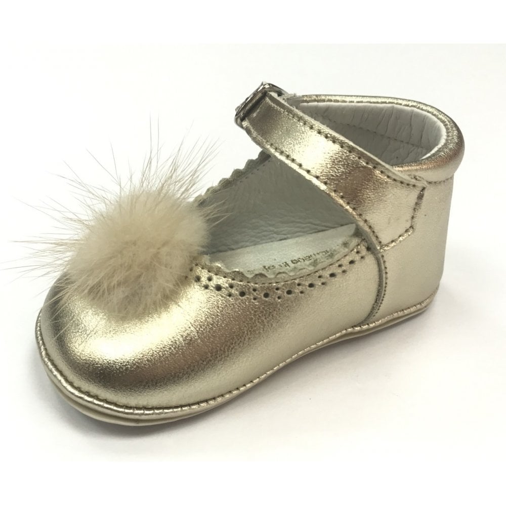 172009 Gold Pompom Pram Shoe