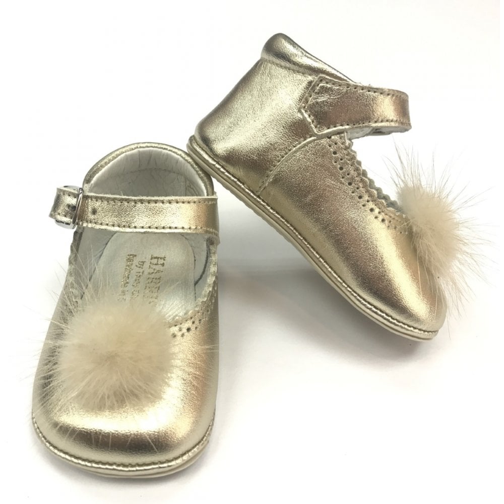 172009 Gold Pompom Pram Shoe