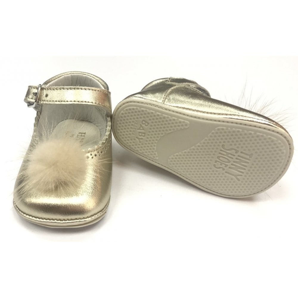 172009 Gold Pompom Pram Shoe