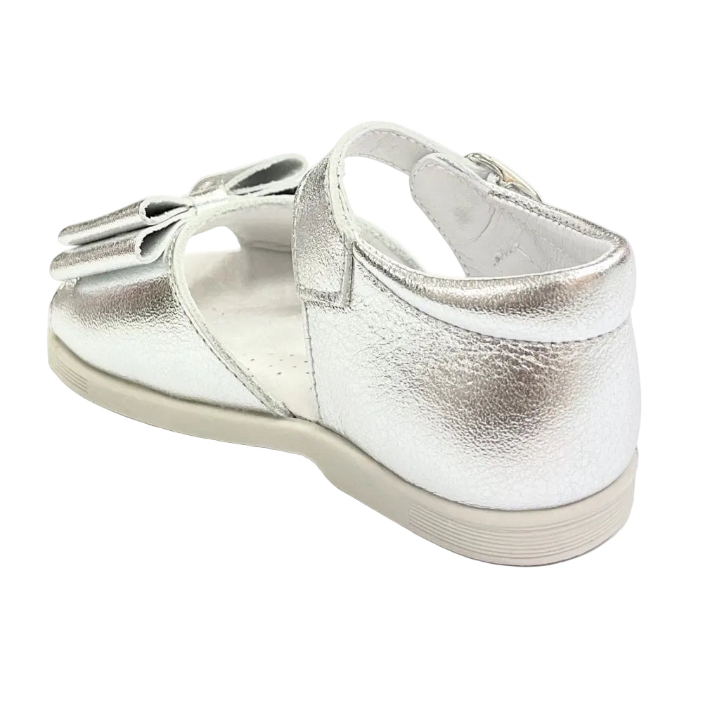 211420 Silver Girls Bow Sandal