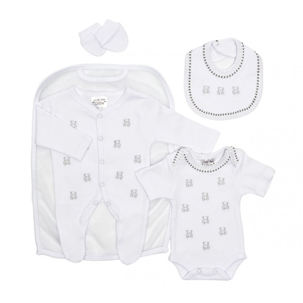 Premature Teddy Baby Set White/Silver