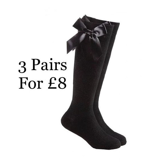 Ribbon Bow School Socks Black