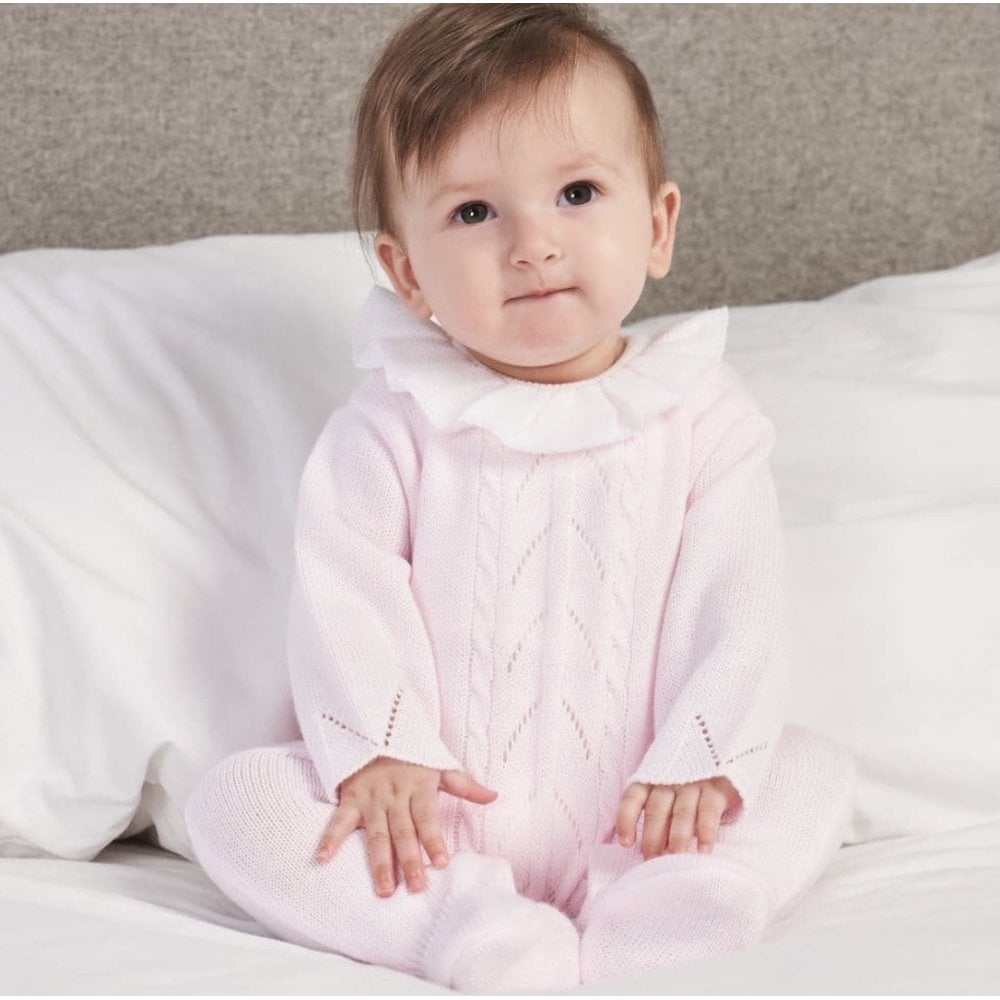A3975 Ruffle Collar Knitted Baby Grow