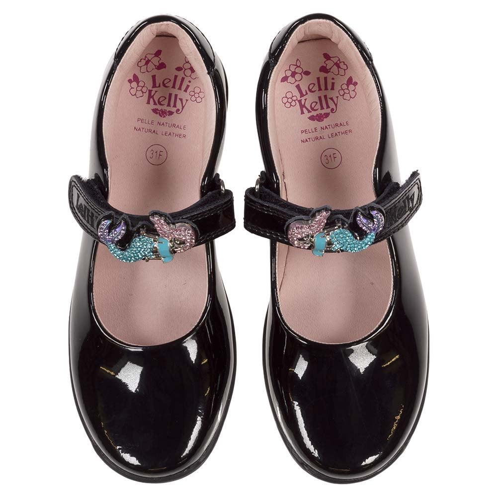 LKSO8111 Maribella 2 Mermaid School Shoe F Fit Black Patent