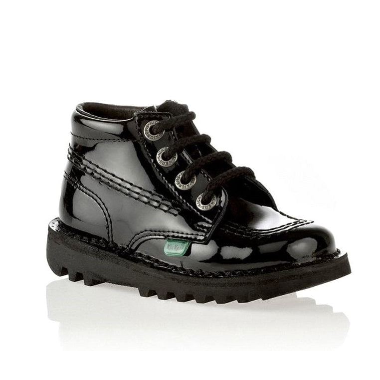 Kick Hi Black Patent Kids Kicker Boots