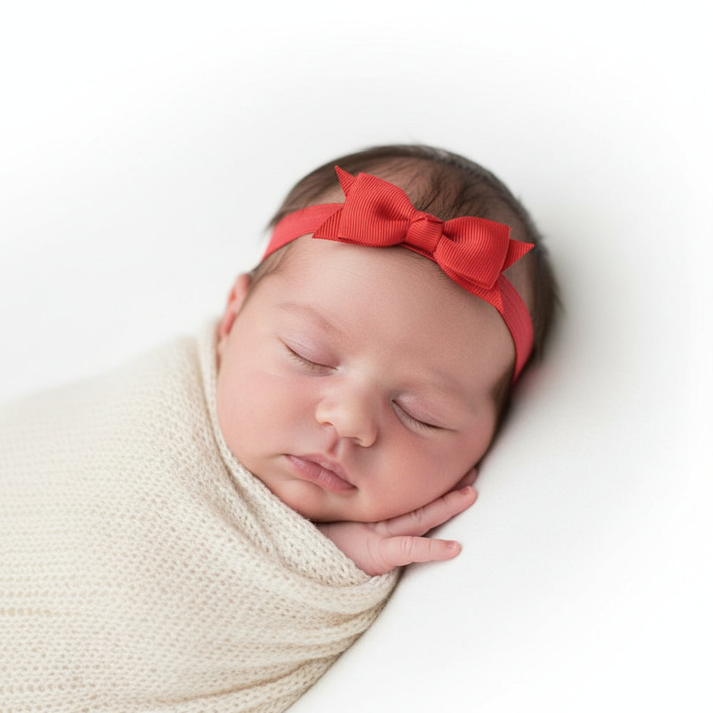 Baby Flat Bow Headband Red