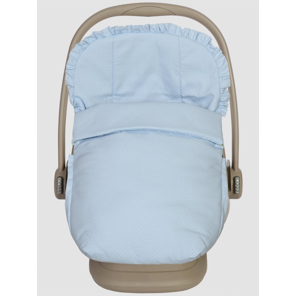 Chari Plain Baby Blue Car Seat Liner, Muff and Hood