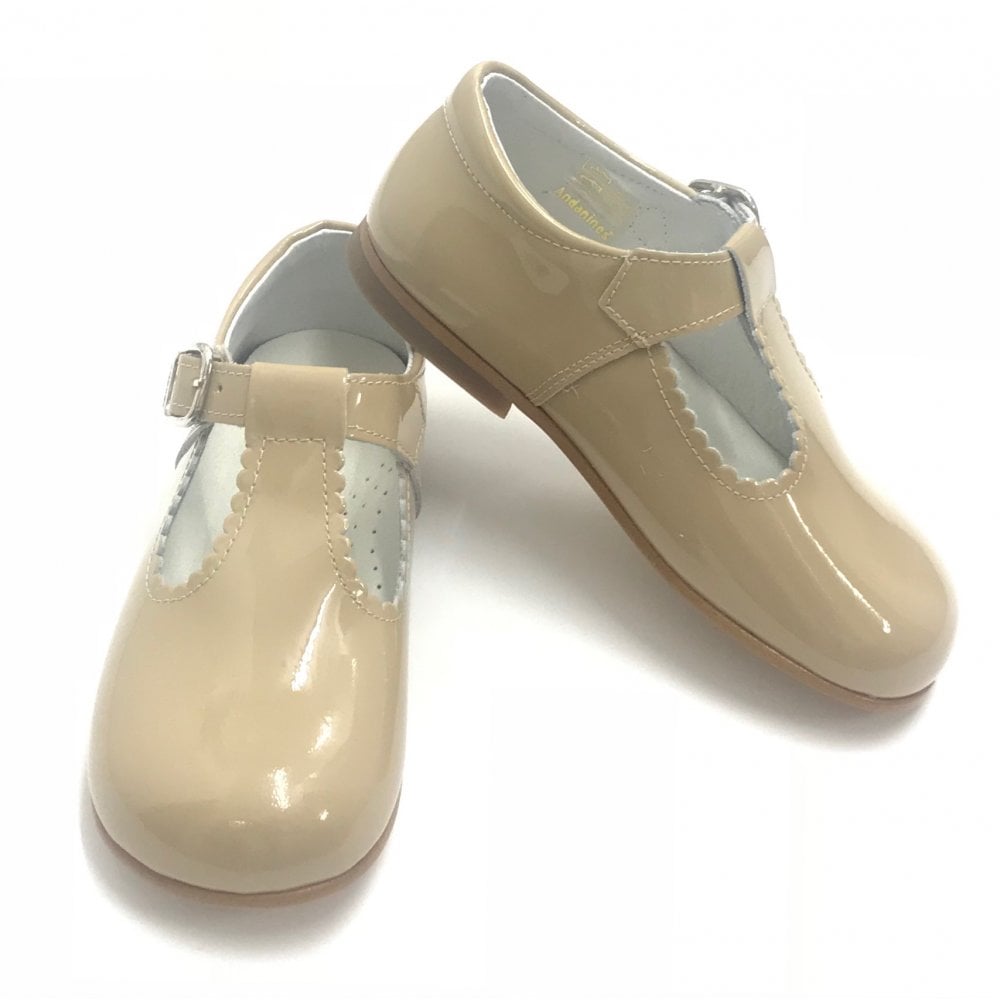 E71747 Andanines Buckle T-Bar Shoe Camel Patent