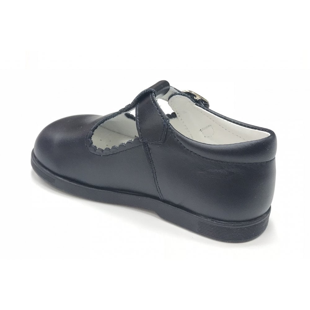 Y97411 Andanines Buckle T-Bar Shoe Navy Leather