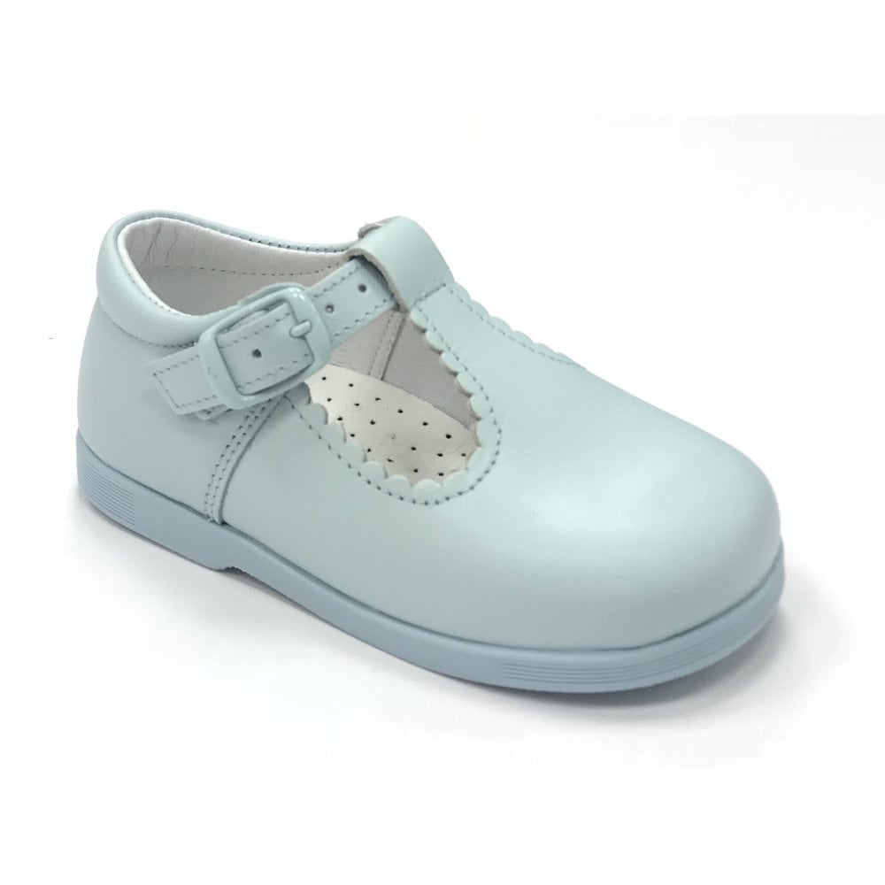 Y97411 Andanines Buckle T-Bar Shoe Baby Blue Leather