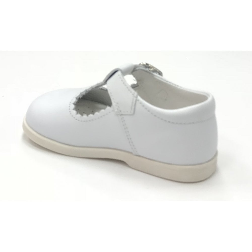 Y97411 Andanines Buckle T-Bar Shoe White Leather