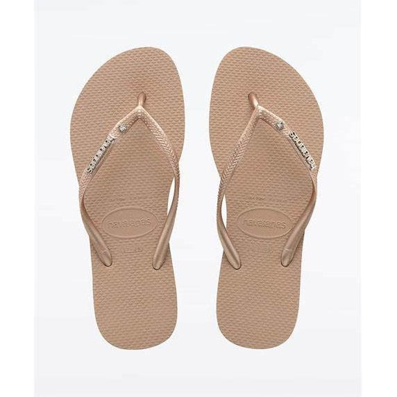 Havaiana Slim Logo Crystal Metalic Rose Gold