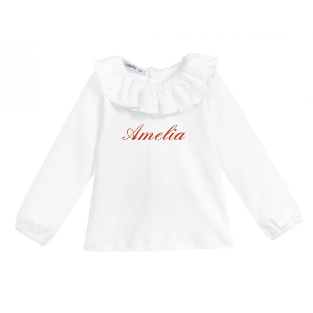 81117 White Frill Neck Top