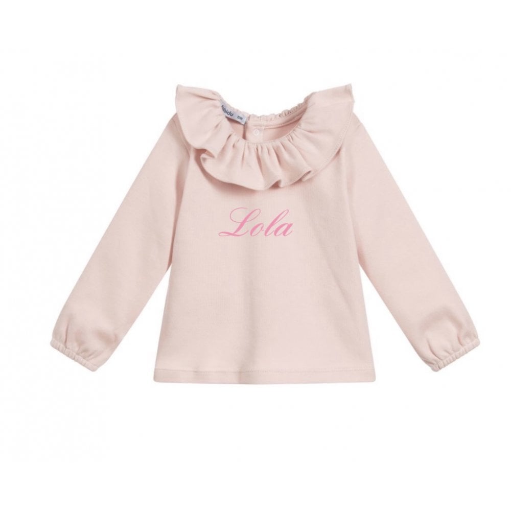81117 pink frill neck top