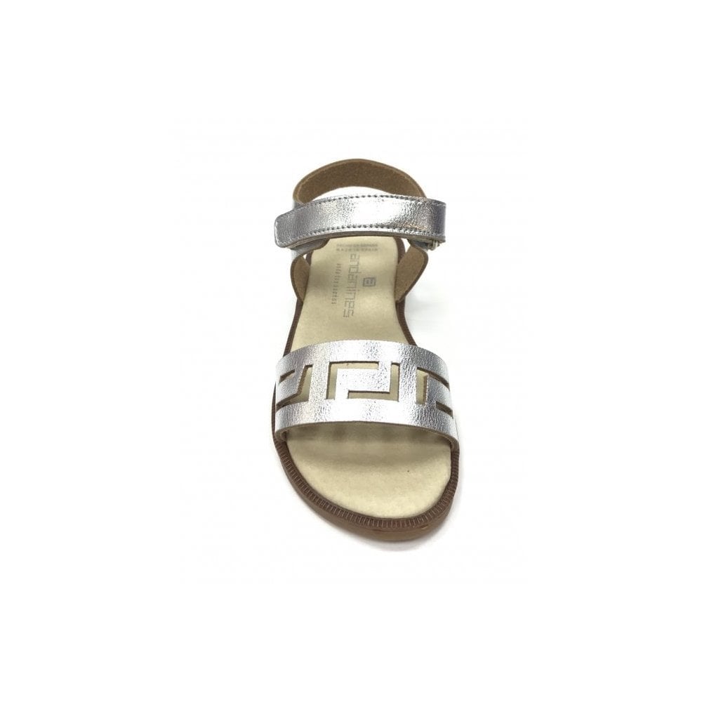 201522 Girls Plain Leather Sandal Silver