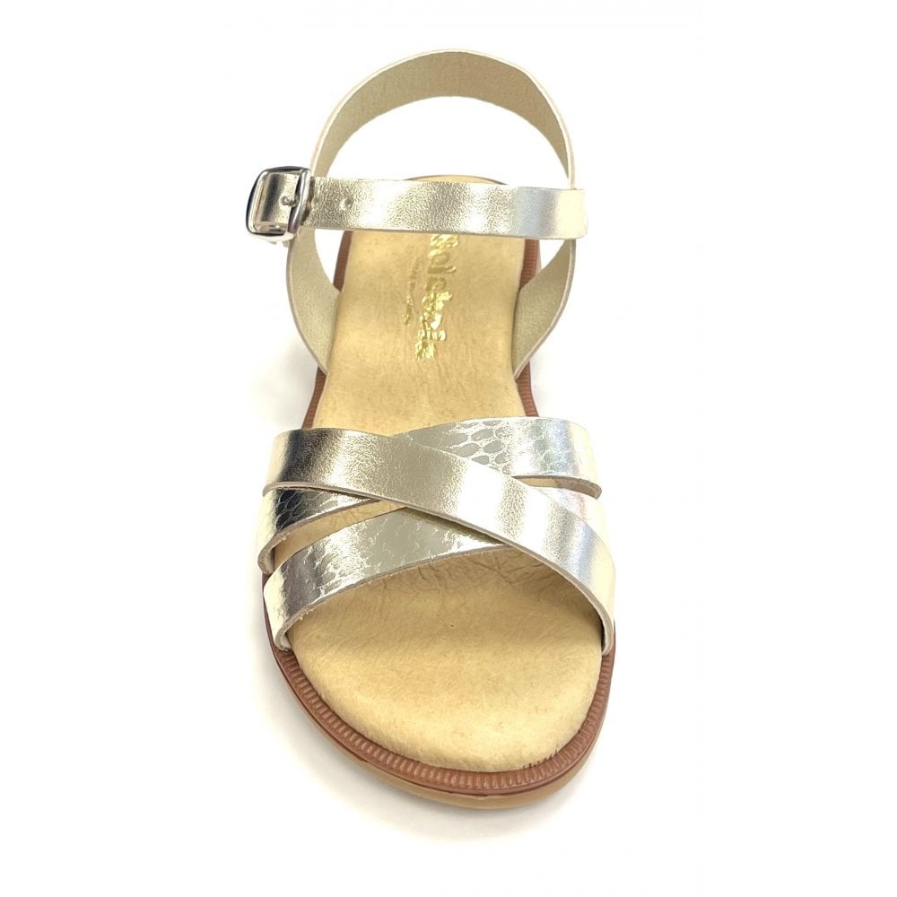 E098 Cross Strap Sandal Gold