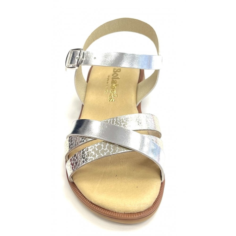 E098 Cross Strap Sandal Silver