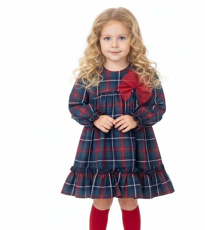 5182 Girls Tartan Dress with Bow