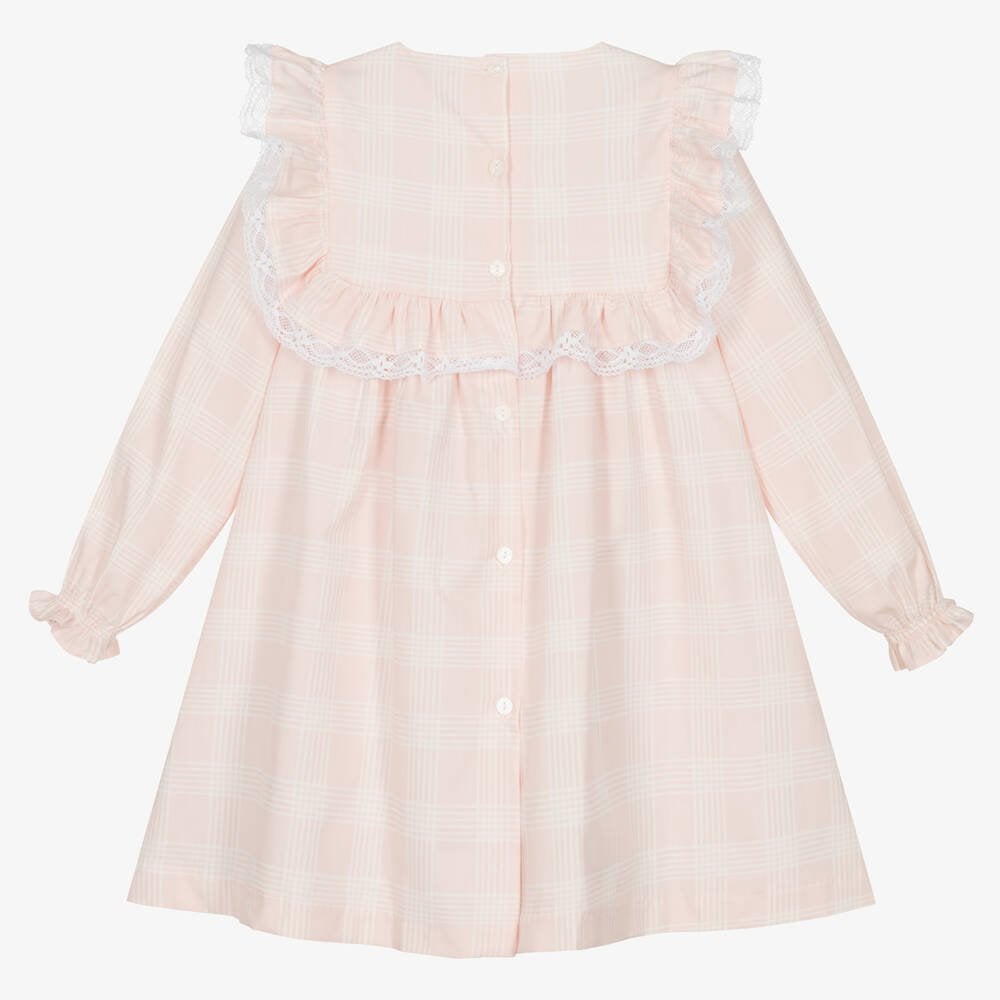 90478 Girls Pink Checked Frilly Dress