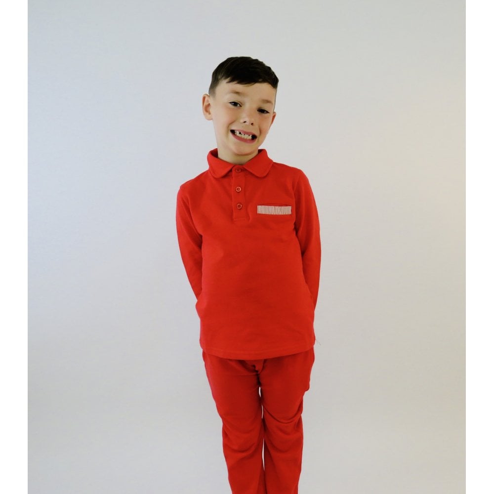 Daniel Red Plain Boys Polo Tracksuit