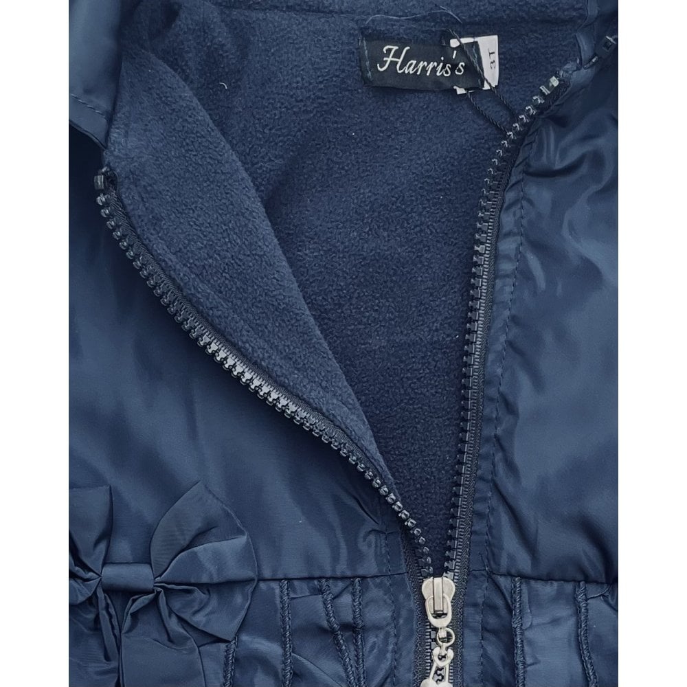 Maeve Girls Ruffle Fleece Lined Rain Mac Navy