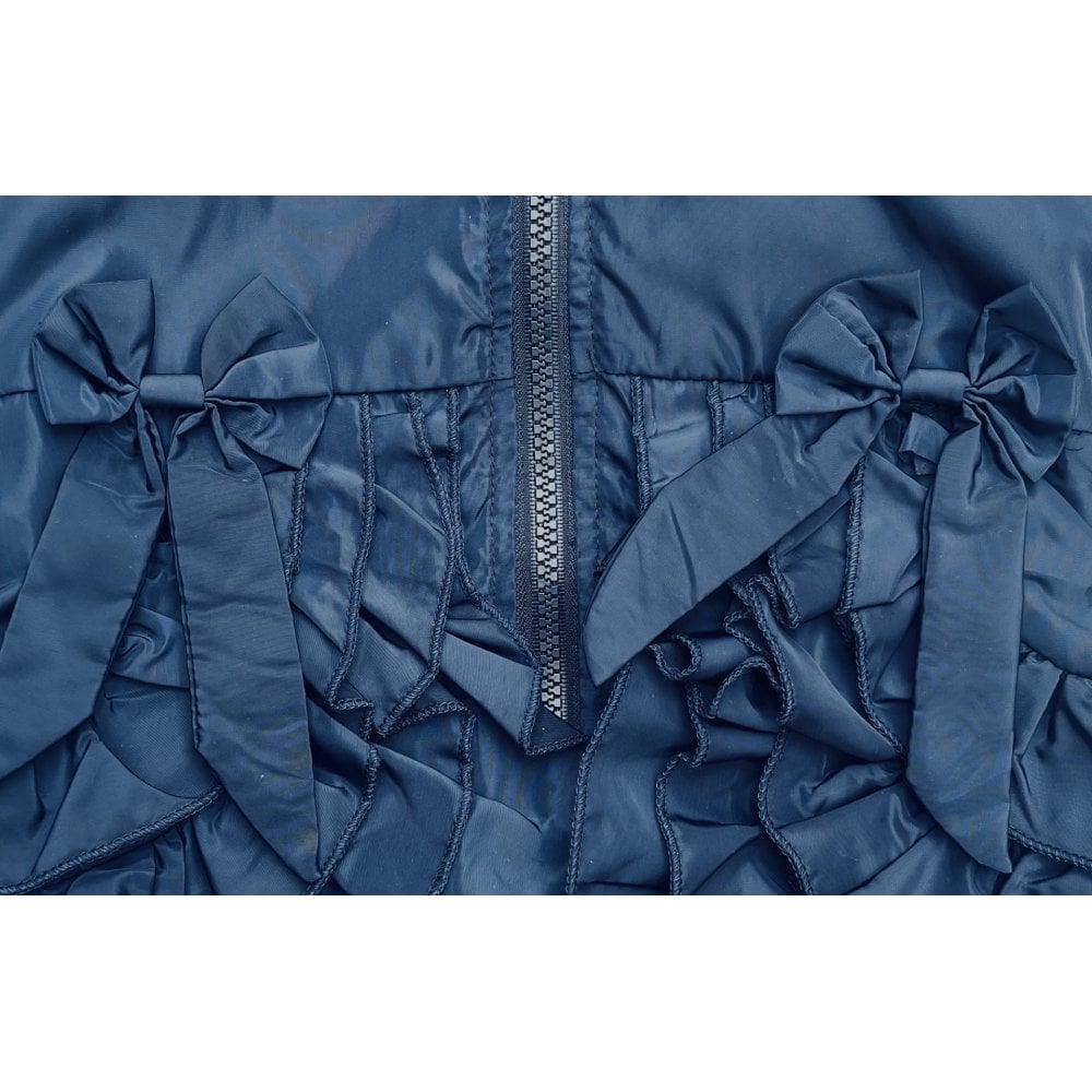 Maeve Girls Ruffle Fleece Lined Rain Mac Navy