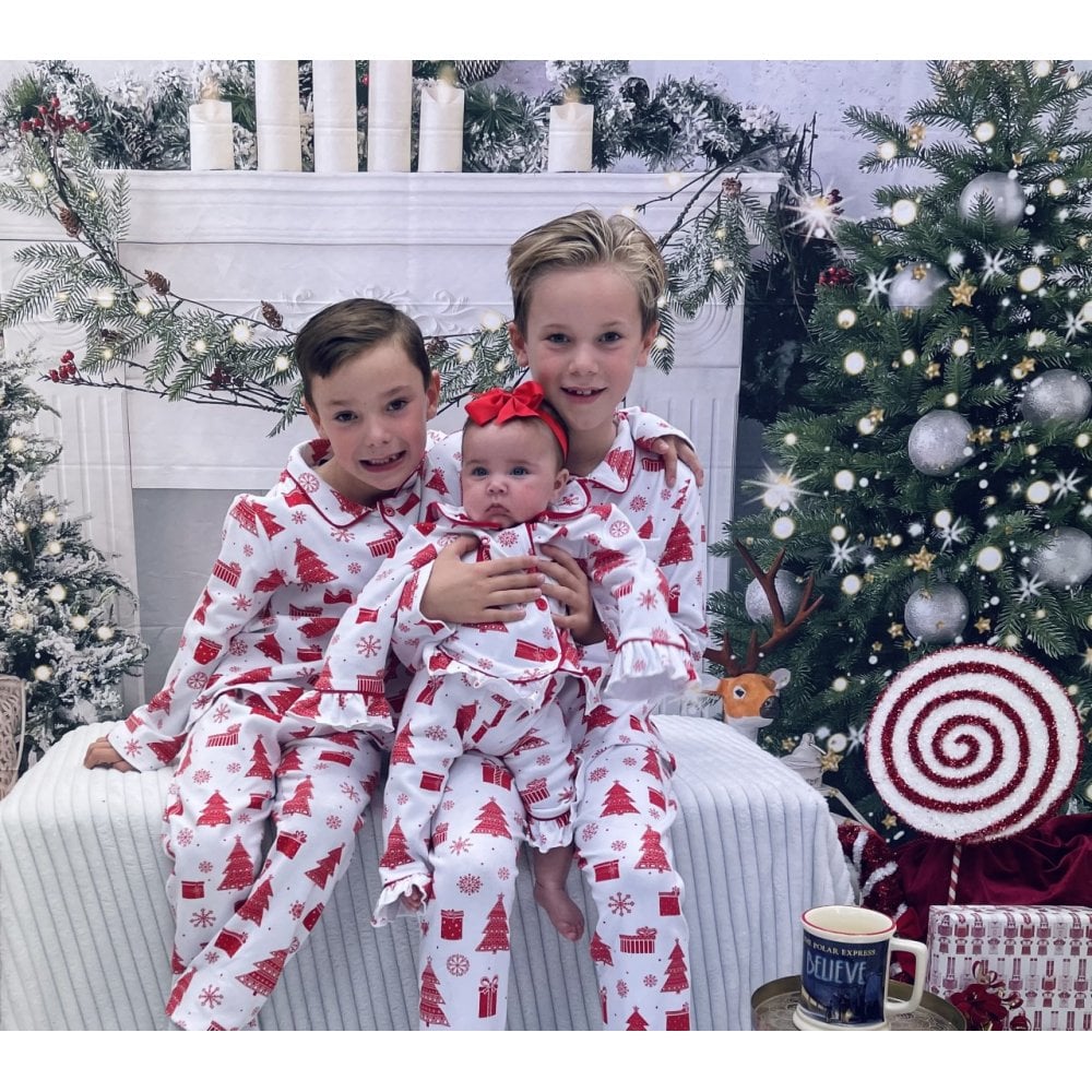 Christmas Pyjamas Red & White Pattern Boys