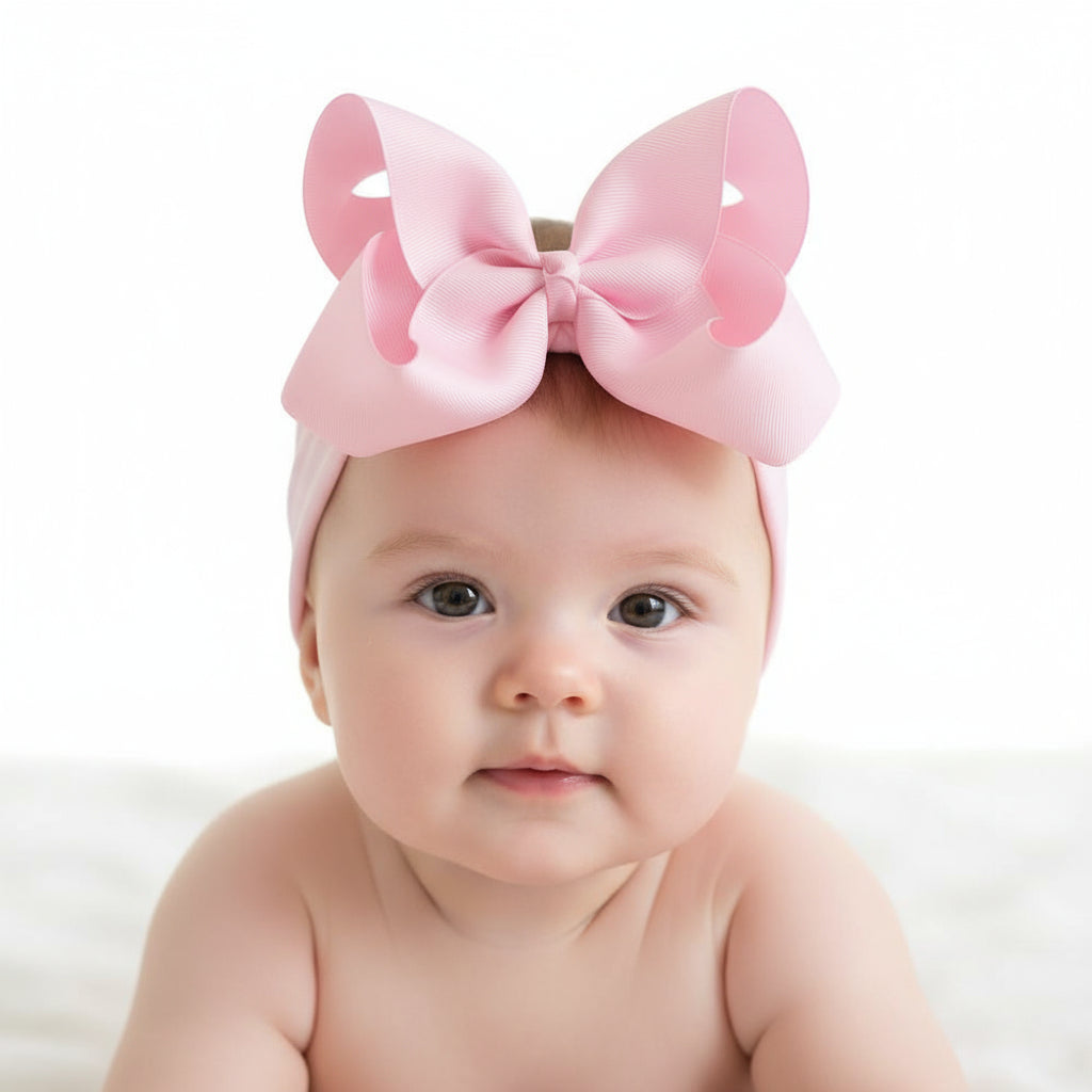 Large Bow Baby Headband Pink