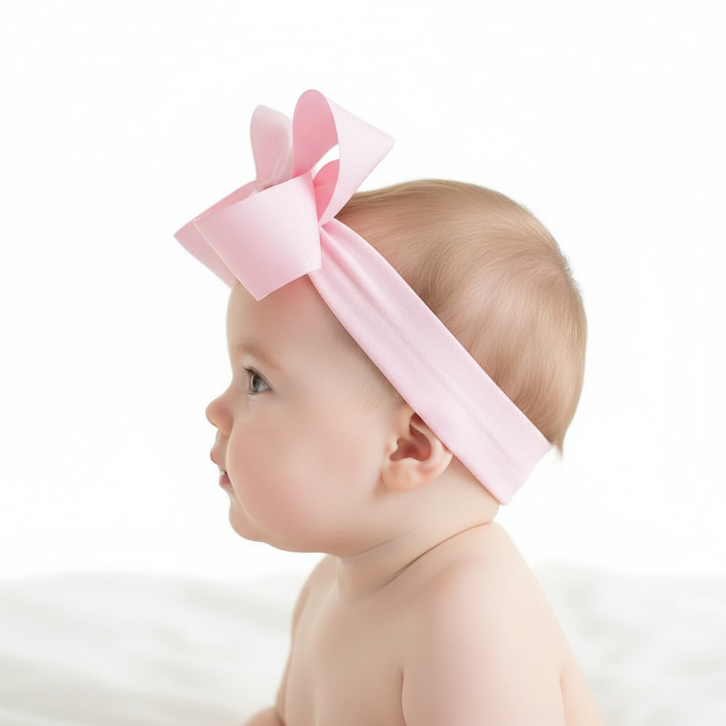 Large Bow Baby Headband Pink