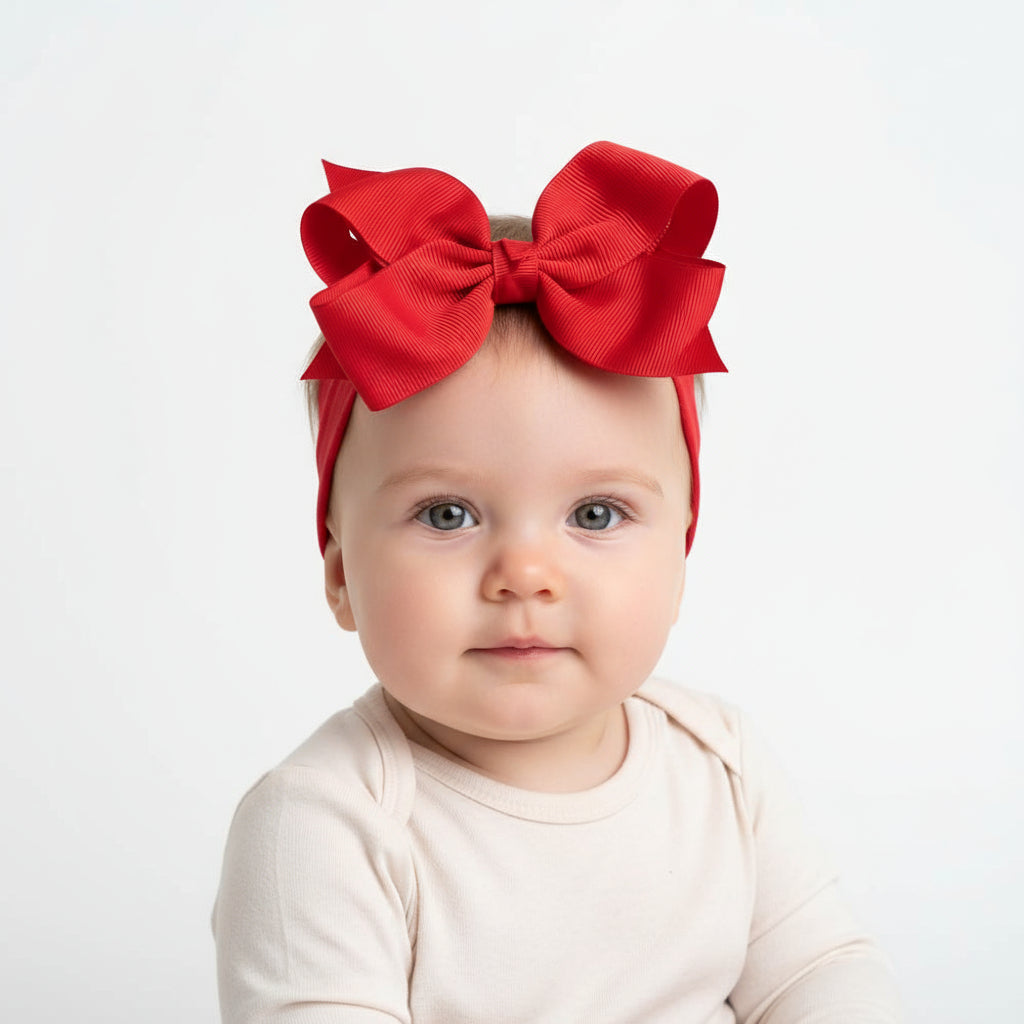 Large Bow Baby Headband Red