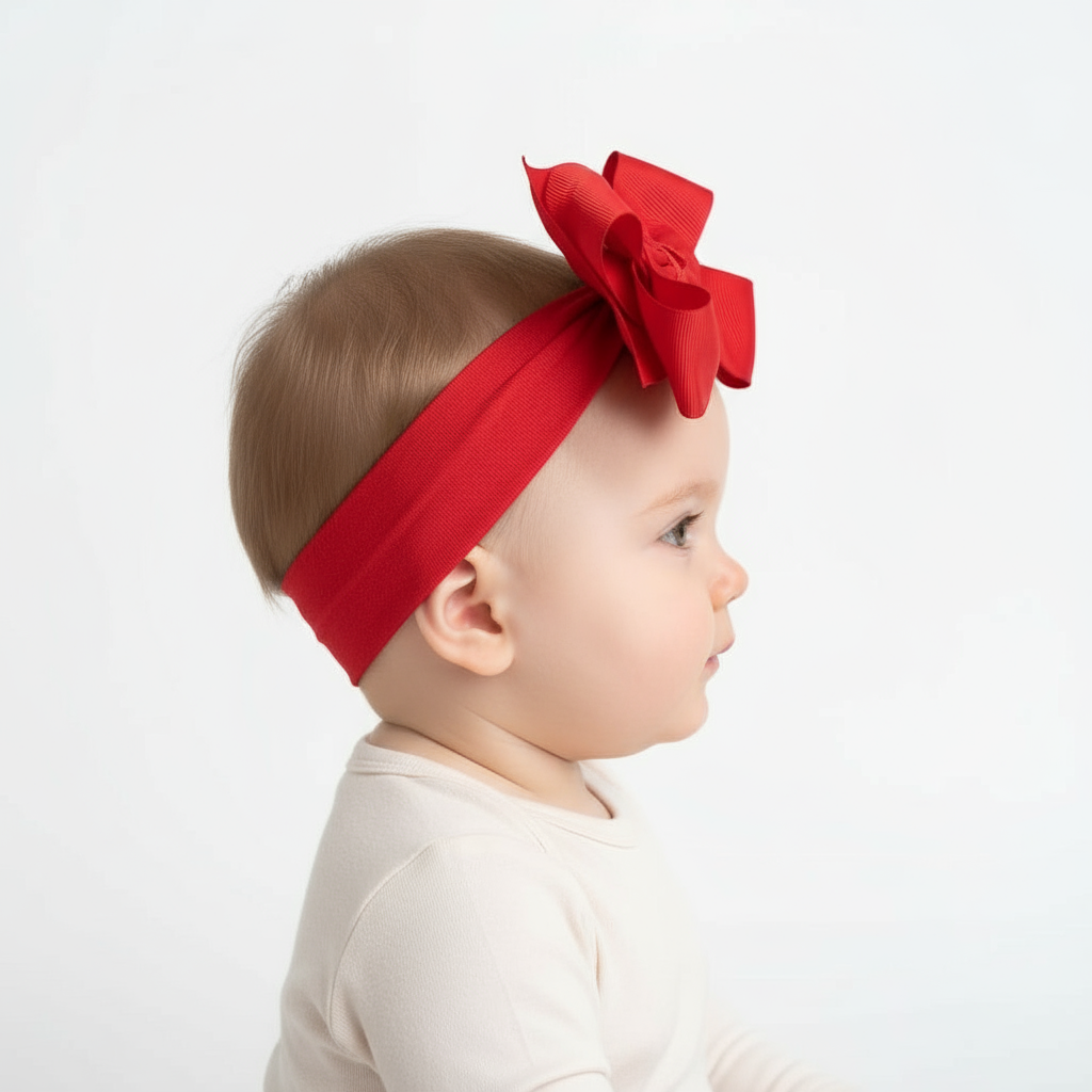 Large Bow Baby Headband Red