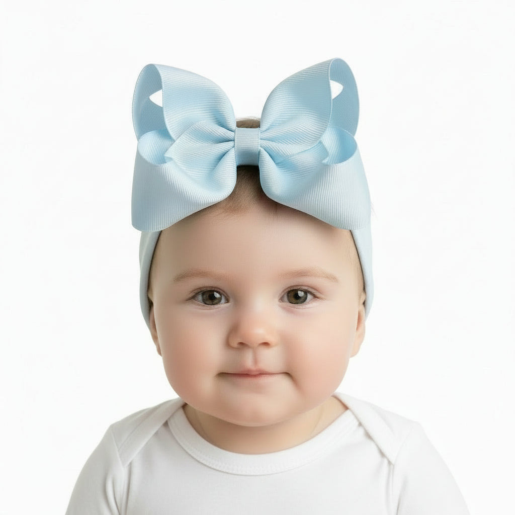 Large Bow Baby Headband Baby Blue
