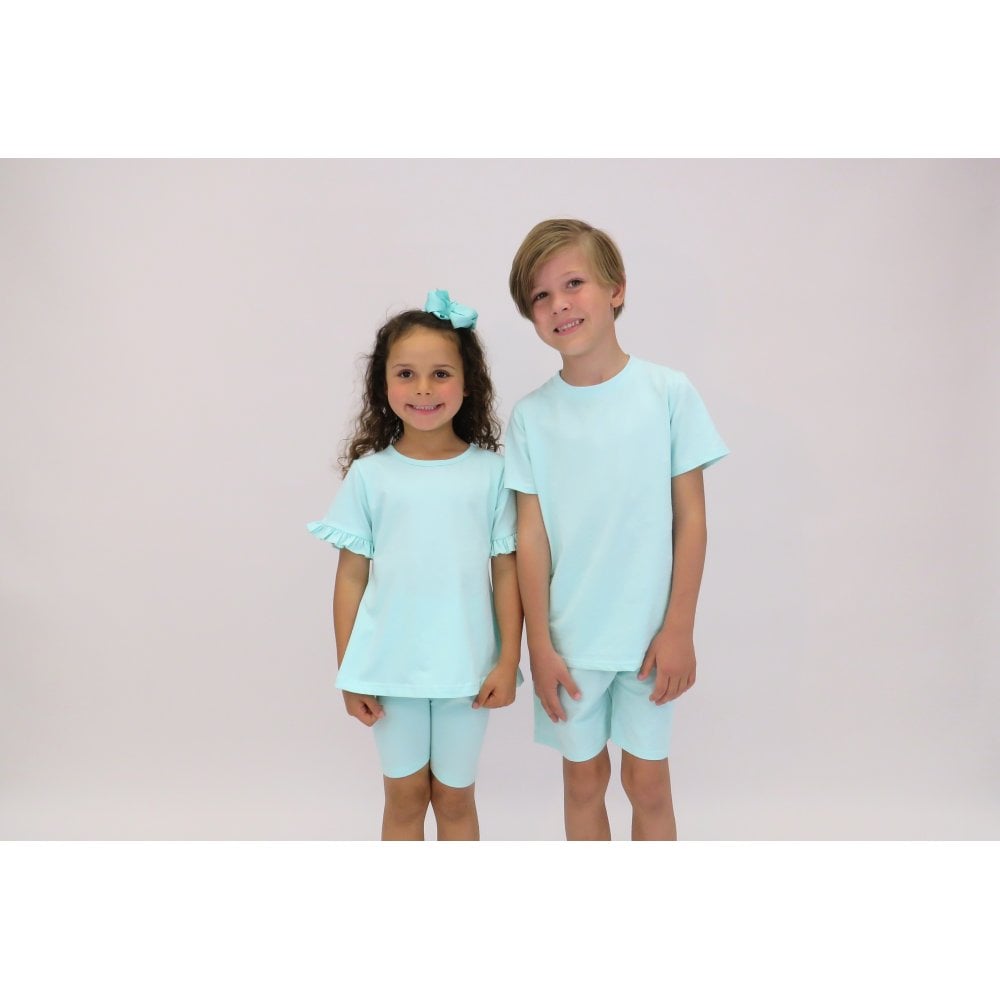 Margot Girls Plain Frill Cycling Short Set Mint
