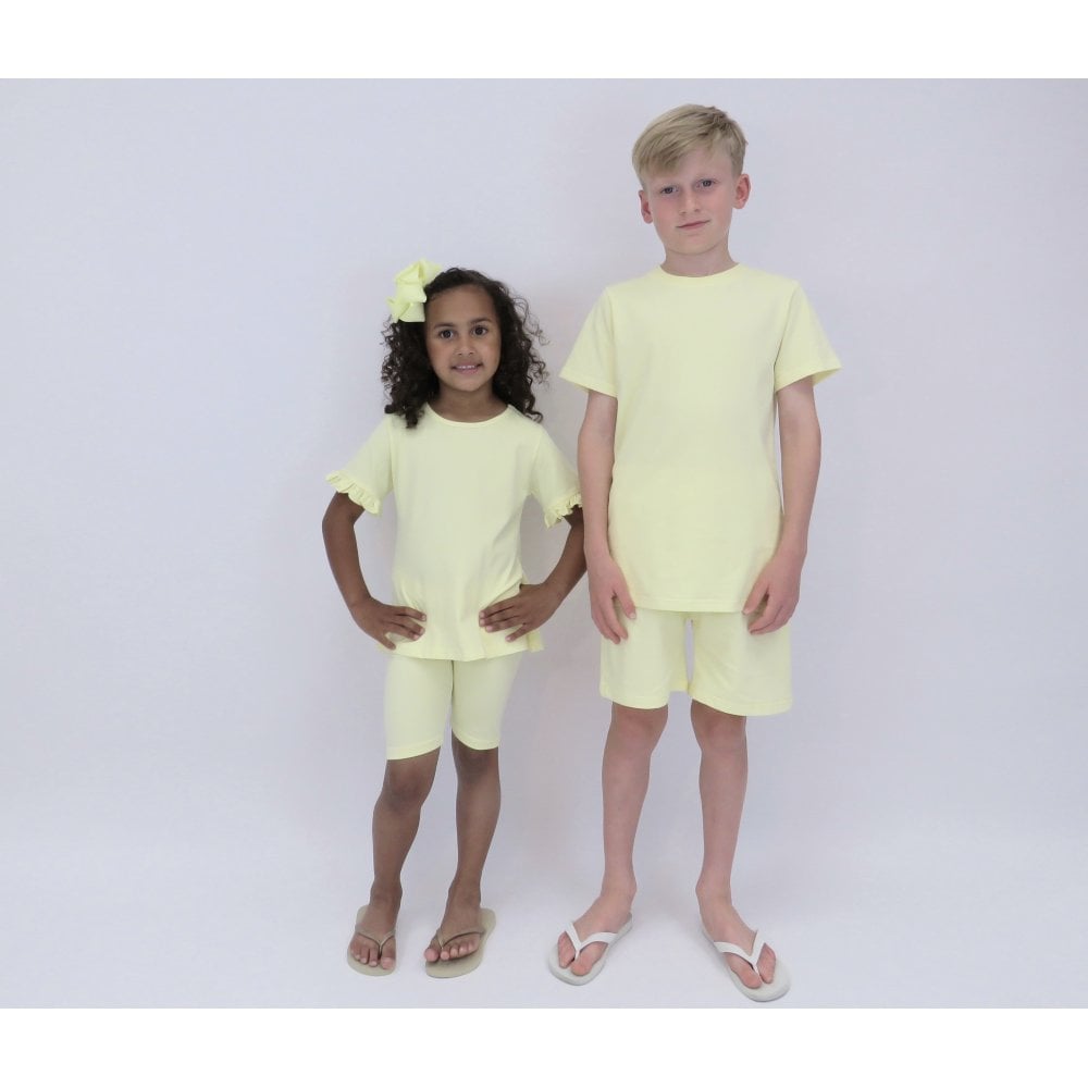 Margot Girls Plain Frill Cycling Short Set Lemon