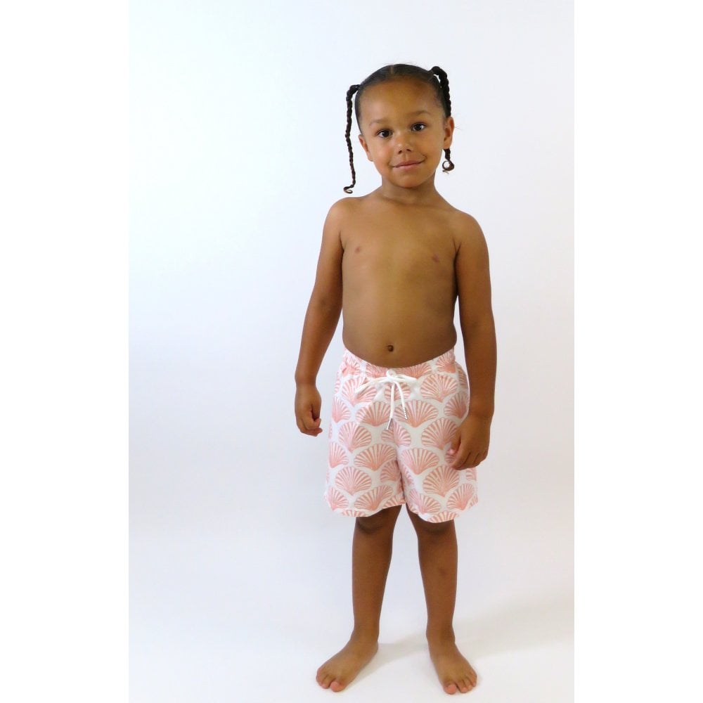 Sheldon Boys Shell Print Swimming Trunks Peach