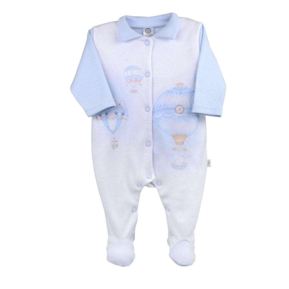 Baby Boys Hot Air Balloon Baby Grow Blue