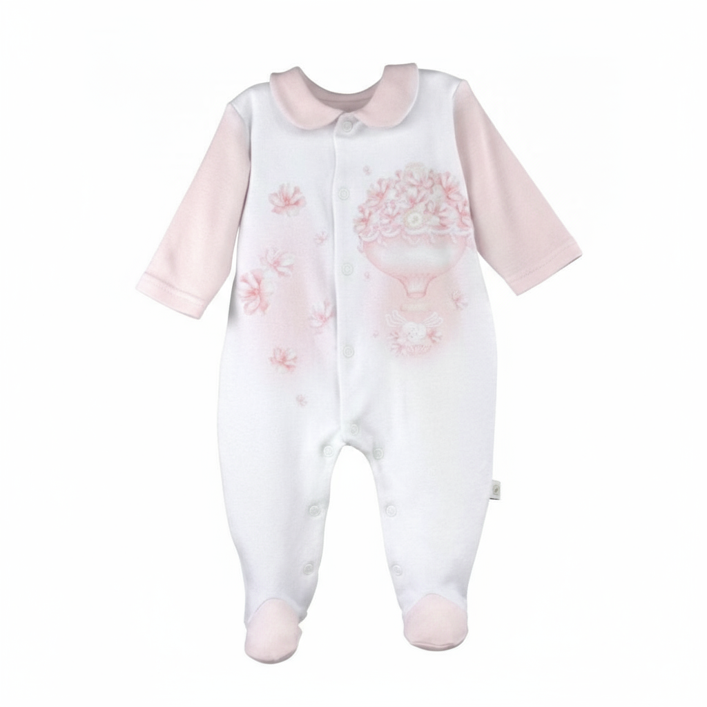 Baby Girls Hot Air Balloon Baby Grow Pink