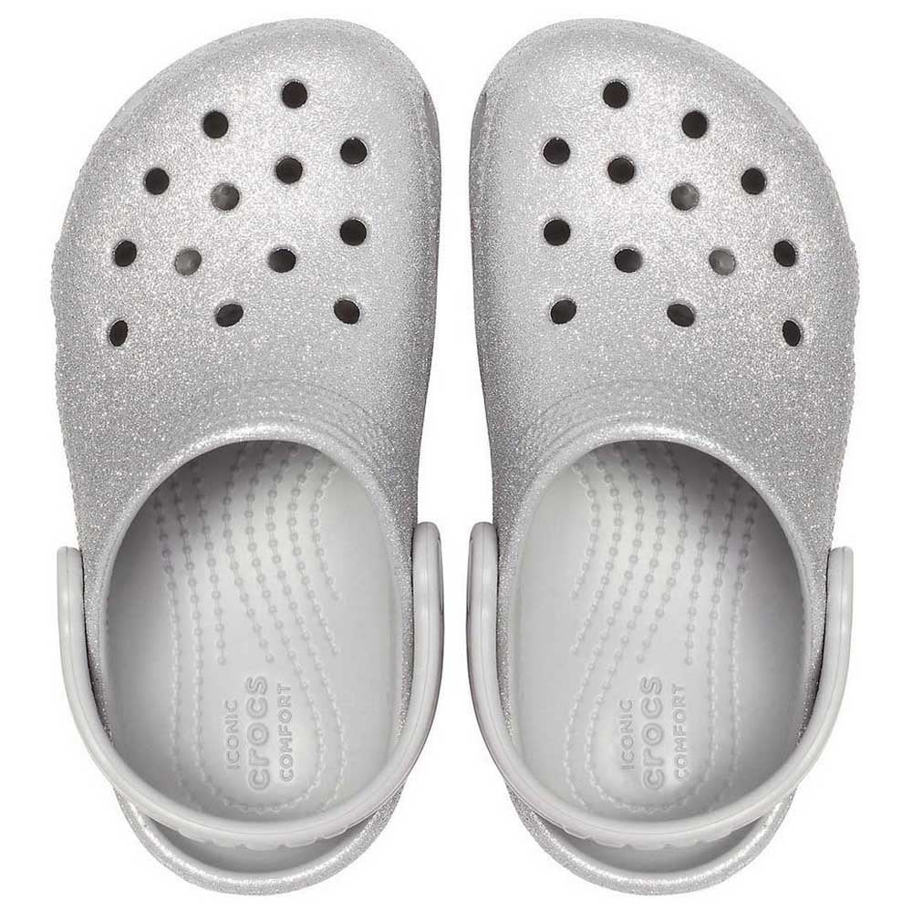 Crocs Classic Girls Silver Glitter Clog